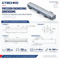 CTECHNO FCN120-A1 321N Moteur linéaire à entraînement direct à poussée maximale 4 m/s, précision de positionnement 1 µm