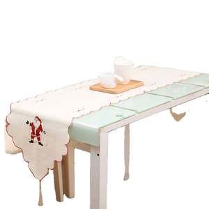 European Embroidered Christmas Table Flag 40*170cm Hollow Dinning Santa Claus Table Flag for Decorations - Product Image 1
