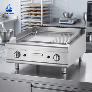 Industrial-Grade Griddle Heavy Duty Stainless Steel Countertop Flat Top Grill Half Grooved Cooking Plate Unit - Product Image 1