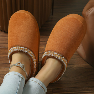 Breathable Warm Canvas Cotton Velvet Evergreen Fluffy Lazy Shoes PVC Outsole Artificial Plush Lining Durable Flat-bottom <b>Women</b> - Product Image 4