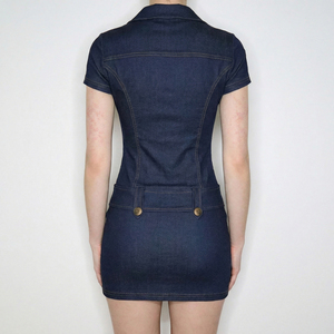 Bodycon Dress Solid Color Streetwear Slim Fit Short Sleeve Pencil Dress For Club Party Daily Wear - Product Image 5