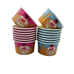 Food grade recycled disposable 3oz-32oz ice cream paper cup custom printed ice cream paper cups with lid