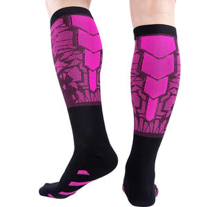 Winter Sports Compression Socks Wholesale Nylon Funny <strong>Thigh</strong> <strong>High</strong> for Men and <strong>Women</strong> Striped Pattern Long Stocking Midi Socks - Product Image 5
