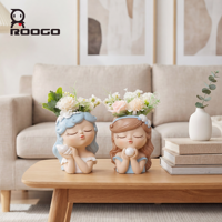 Roogo Pot de fleurs écologique en résine, motif Princesse de conte de fées, avec trou de drainage, pour décoration de salon et de maison
