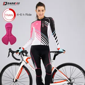 Conjunto de ropa de ciclismo para mujer, Anti-UV maillot de manga larga, color rosa