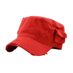Manufacture Wholesale Design Your Own Unisex Adjustable Plain Flat Cadet Camouflage Hat Cap
