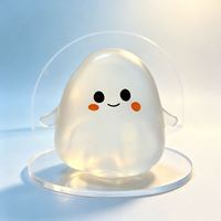 Jouet à presser anti-stress en forme de fantôme d'Halloween, transparent blanc, non-rétractable, rempli d'huile de coco, petit, moulable, en vaseline