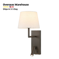 Lampe murale de lecture moderne en tissu avec abat-jour, port USB intégré, idéale pour chambre à coucher et hôtel – En stock aux États-Unis