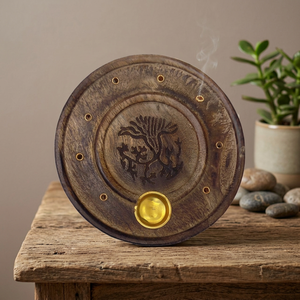 Soporte de incienso de madera hecho a mano, placa redonda de incienso, decoración ecológica para el hogar, quemador de incienso - Product Image 3