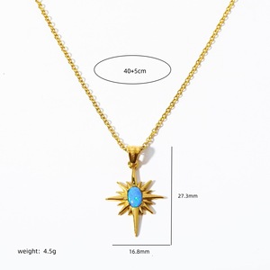 Collier pendentif tête de loup style romantique en acier inoxydable, ornement en forme de fleur pour cadeau, vente en gros - Product Image 5