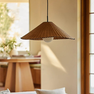 Japanese Wabi Sabi Style Rattan Pendant <b>Light</b> E27 LED Round Chocolate For Living Room <b>Dining</b> Room Bedroom Study - Product Image 2