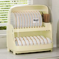 Organisateur de comptoir de cuisine en plastique à 2 niveaux égouttoir à vaisselle et porte-ustensiles organisateur d'armoire assiettes bols gain de place couvercle de couvercle