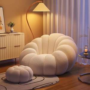 Sofá Modular Moderno Seção Abóbora com Cadeira Lounge de Tecido Redonda e Otomano para Sala de Estar, Sofá Bean Bag Moderno - Product Image 5