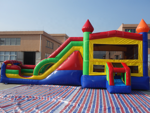 Château gonflable commercial en PVC de qualité supérieure, combo toboggan et aire de saut, taille personnalisable, installation facile pour les locations de fêtes d'enfants - Product Image 5