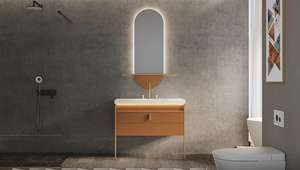 Mueble de Baño Romántico Azul con Doble Lavabo, Encimera de Mármol y Lavabo Empotrado - Product Image 6