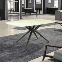 Usine chinoise vend personnalisé moderne lumière luxe pieds métalliques en céramique table verre trempé meubles de salle à manger 4 places pour
