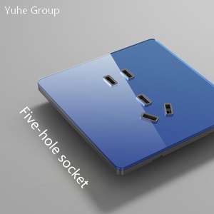 Glass Thin Touch Panel 86 Type Five <b>Hole</b> Household Socket Panel 10A Dual Control Single Pair - Product Image 3