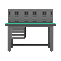 Banc de travail industriel robuste en acier, table d'assemblage d'atelier avec tiroirs de rangement
