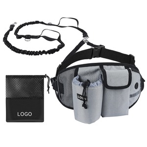 Sac banane pour promener les chiens avec laisse mains libres pour chiens de taille moyenne à grande, extérieur élastique, imperméable, style minimaliste, gris clair - Product Image 3