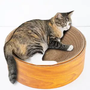 חליל-bb חליל באיכות גבוהה מיטת נייר בתים Box-IC-0028-Wooden-40 קרטון חתול סיטוני קרטון חתול סיטוני עם קופסא
