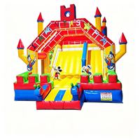 Castillo Inflable con Tobogán de Mickey Mouse y el Pato Donald, de PVC Ecológico de 0.55mm, con Capacidad para 15 Personas, para Fiestas Infantiles