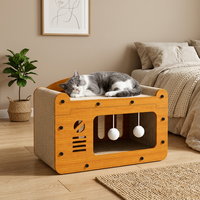 Lit pour chat extra large de 56 cm, griffoir, cachette, maison douillette pour la sieste, en MDF et carton ondulé