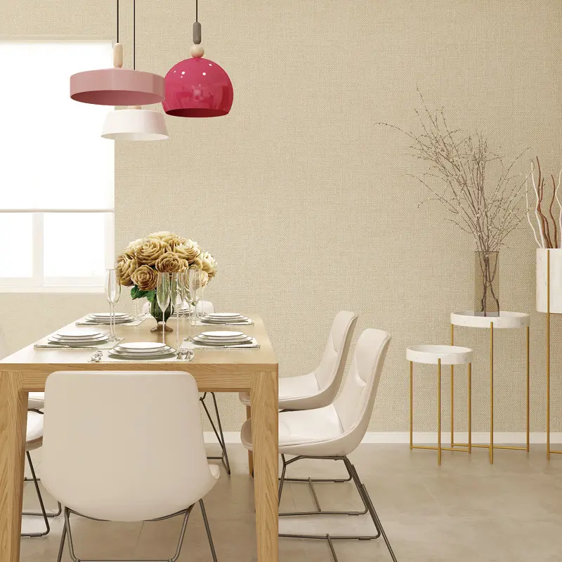 亜麻と綿のシンプルで豪華なモダンなクラシックなストローデザインの壁紙3D寝室のリビングルーム不織布の壁紙ロール
