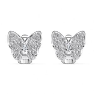 Dylam Charm Dainty 925 Sterling <b>Silver</b> Rhodium Plated 5A Cubic Zirconia <b>Clip</b>-on Butterfly Stud Earrings for Women - Product Image 2