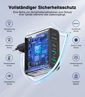 Chargeur mural USB HNT GaN 120W Type C EU à charge rapide 4 ports gris pour ordinateur portable avec câble USB C-C 100W