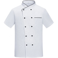 Haut de gamme été Polyester coton français Chef uniforme à manches courtes veste pour hommes femmes pour cuisine utilisation cuisson gâteau décoration