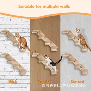 Échelle murale pour chat en bois massif, 4 niveaux, sisal, multi-étages, durable, pour salon - Product Image 2