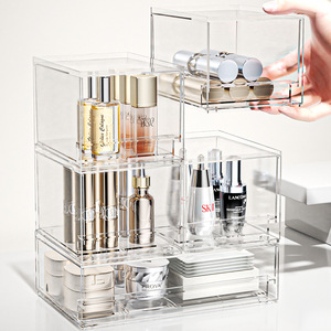 Clear Cosmetic Storage <b>Box</b> With Drawers 2.1L 3.5L 4.8L 14.4L Desktop Organizer For Skincare <b>Makeup</b> Products - Product Image 3