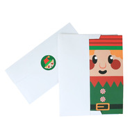 Nouvelles Cartes de Vœux de Noël Modèle Chine JMD0618 Papier en Stock Impression Quadricolore Lot de 12 Dessins Animés Père Noël Bonhomme de Neige Manuscrit