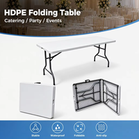 Mesa Plegable de HDPE de 6 pies para Exteriores, Resistente, para Picnic, Camping, Sala de Estar y Uso en Hoteles, Venta al Por Mayor