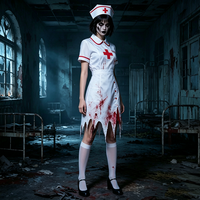 Costume d'infirmière sanglante d'horreur pour femmes, robe blanche déchirée, déguisement fantaisie de zombie pour Halloween