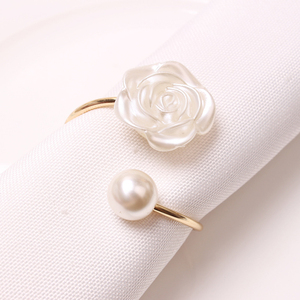 Portatovaglioli di perle di fiori di rosa fibbie per banchetti di nozze festa di casa cucina Festival tavola da pranzo decorazione - Product Image 2