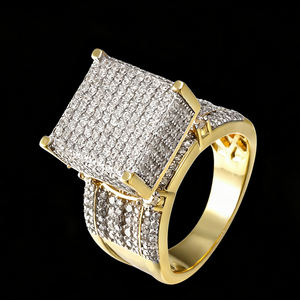 Jasen vente en gros Hip Hop bijoux glacés <span class=keywords><strong>Micro</strong></span> pavé laiton cuivre matériel Bling pierres anneaux pour hommes - Product Image 1