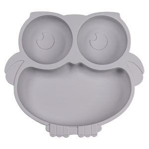 <strong>Owl</strong> Shape Custom Silicone Baby Kids Feeding Dinner <strong>Plates</strong> Set Dishwasher Safe Children Tableware Kitchen Service - Product Image 3