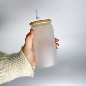 Us Warehouse 12Oz 16Oz 20Oz Blank Beer Glass Can With <b>Bamboo</b> Lid and <b>Straw</b> for White Sublimation Transfer - Product Image 3