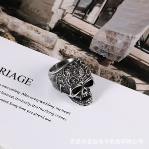 European Style Punk Skull <b>Titanium</b> Steel <b>Ring</b> Men's Party Jewelry SA883 - Product Image 3