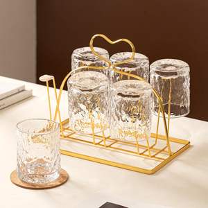 Ensemble de tasses en verre élégantes avec support doré, grande capacité, résistantes à la chaleur, pour fêtes et usage domestique, pour thé, lait, bière, couleur unie - Product Image 2