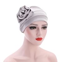 Gorros de Hijab para chica, turbante de Color sólido africano con flores laterales, turbante musulmán para la cabeza, sombrero para mujer