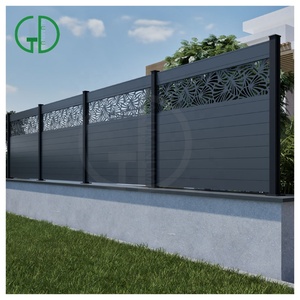Clôture en aluminium écologique GD avec lattes imitation bois <span class=keywords><strong>et</strong></span> verre trempé, design occultant thermolaqué, brise-soleil <span class=keywords><strong>coulissant</strong></span> pour jardin - Product Image 5