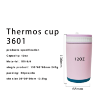 Gobelet isotherme en acier inoxydable 18/8 de 12oz et 16oz, à double paroi sous vide avec paille et deux couvercles optionnels, personnalisable avec logo