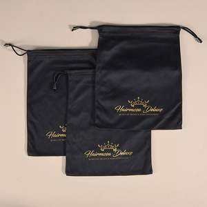 Sacs à cordon en satin de soie recyclable de luxe, sac à main pour perruque, chaussures de danse, logo personnalisé pour le stockage de cadeaux, emballage anti-poussière pour perruques - Product Image 3