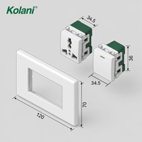Interrupteur et prise murale 120 en 1, interrupteur à LED et prise universelle 3 broches 16A 250V blanc PC pour hôtel