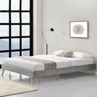 Meubles de chambre à coucher modernes Willsoon Scandinavia Style européen Panneau contreplaqué Design pieds en bois à bas prix Lit en tissu de lin