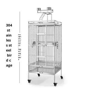 Gabbia di Lusso in Acciaio Inox 304 per Pappagalli e Storni, Grande/Extra Grande per Allevamento con Gabbia Media - Product Image 5