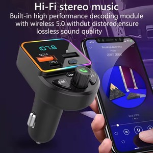 Không Dây <span class=keywords><strong>Bluetooth</strong></span> <span class=keywords><strong>FM</strong></span> <span class=keywords><strong>Transmitter</strong></span> Xách Tay Nhanh Chóng Sạc Đầy Màu Sắc LED Chiếu Sáng Xe Stereo MP3 Máy Nghe Nhạc - Product Image 2