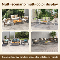 Ensemble de canapé et table basse d'extérieur en aluminium moderne, imperméable et résistant aux UV, pour villas, jardins, patios et espaces extérieurs d'hôtels